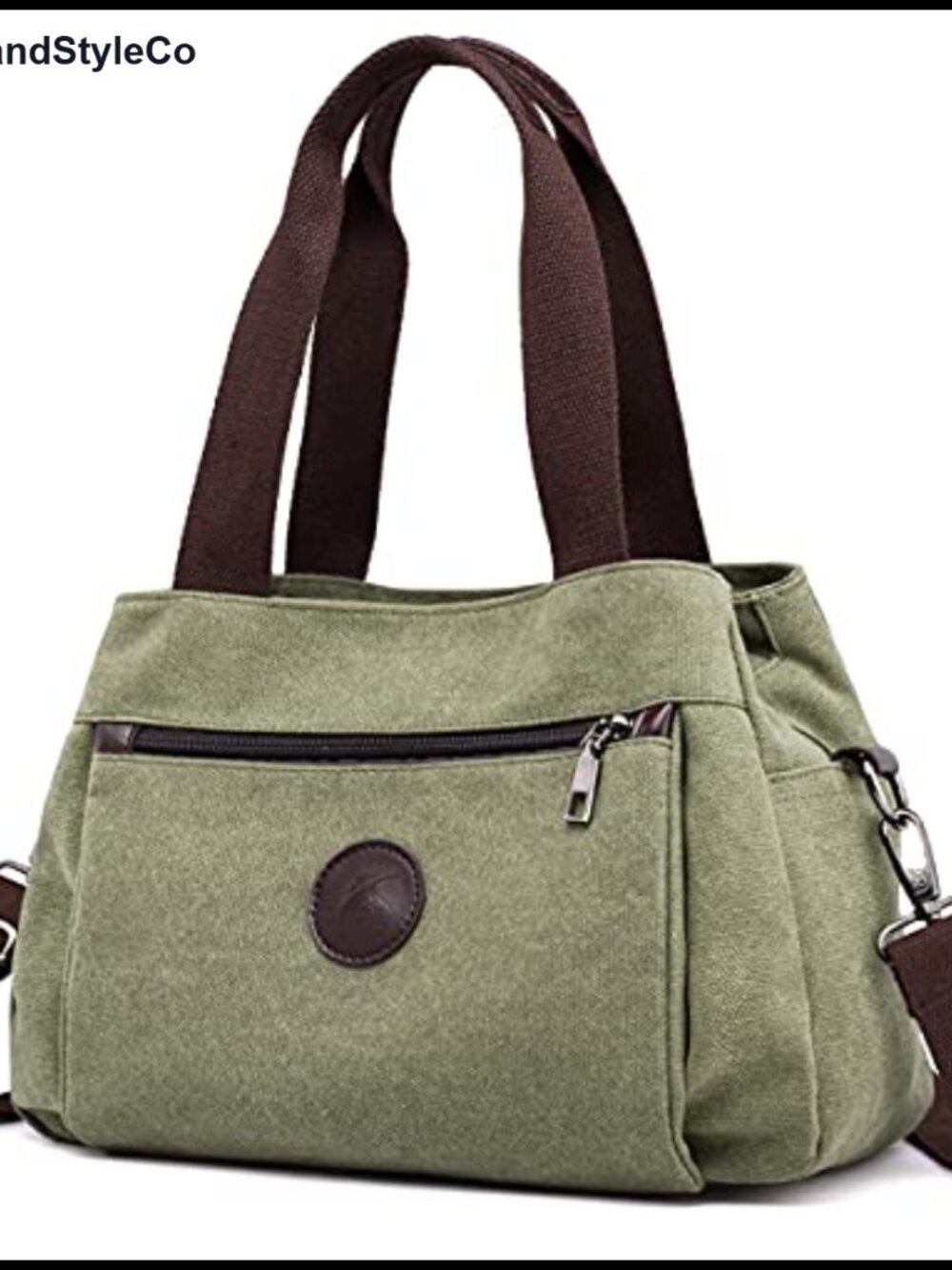 Canvas Hobo Crossbody Bag Multi Compartment Zip Pockets